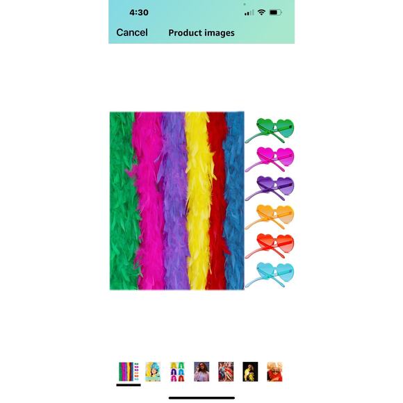 Vibrant Flapper Feather Boas Party Pack with Heart-Shaped Sunglasses 6 Pcs - Picture 6 of 9
